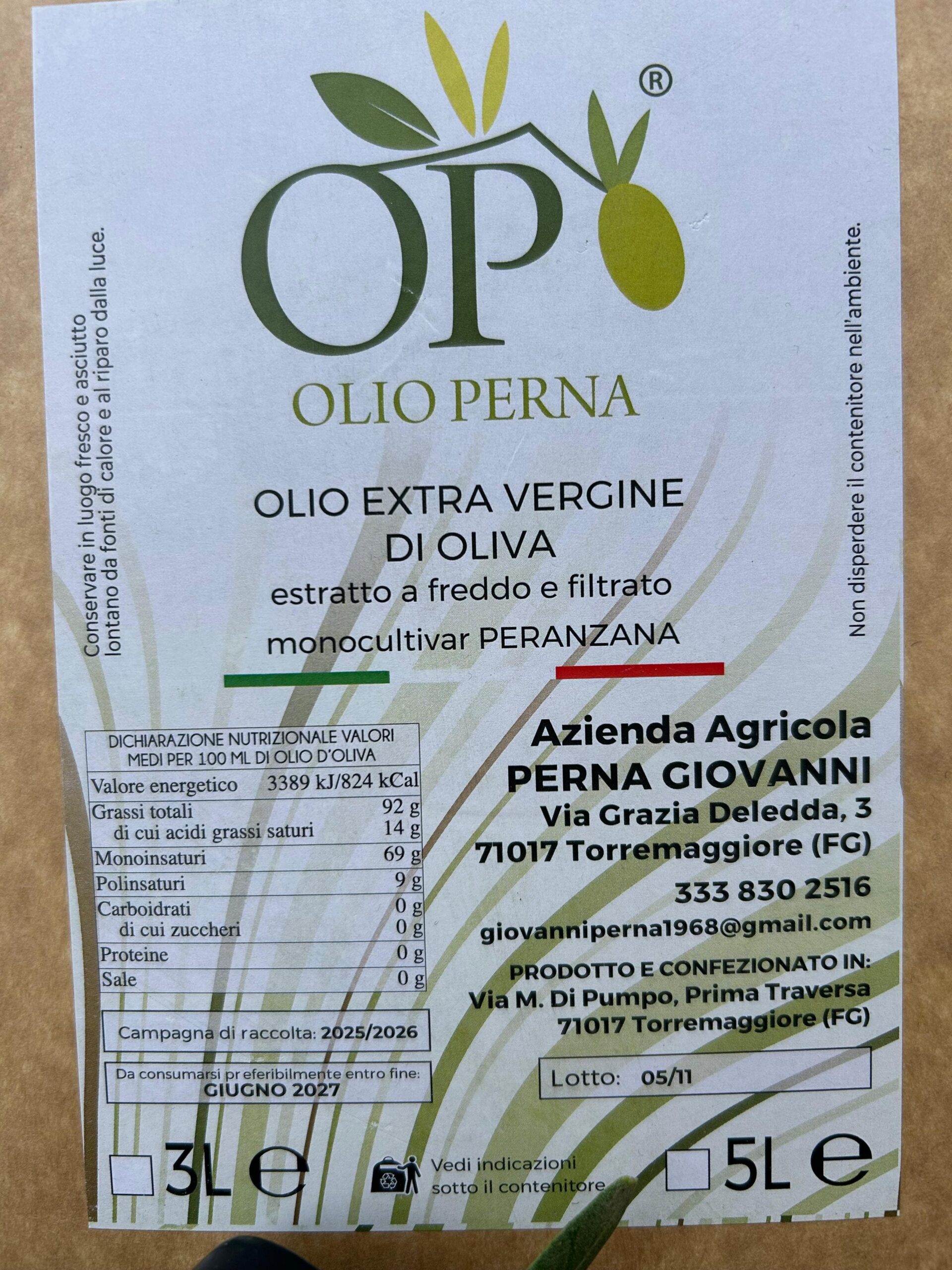 OP - OLIO PERNA BAG IN BOX 5L